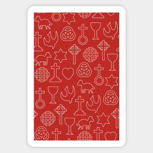 Christian Traditional Ornament Symbols for Christmas in Red and White Sticker